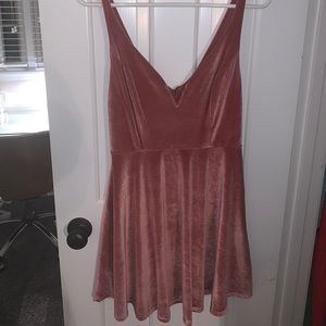 Pink skater velvet dress